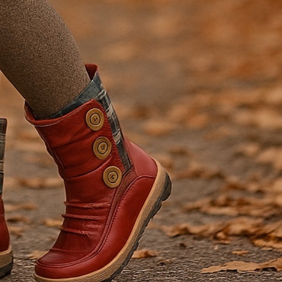 V Italia 4006 Red leather zip up winter boots - Picture 1 of 10